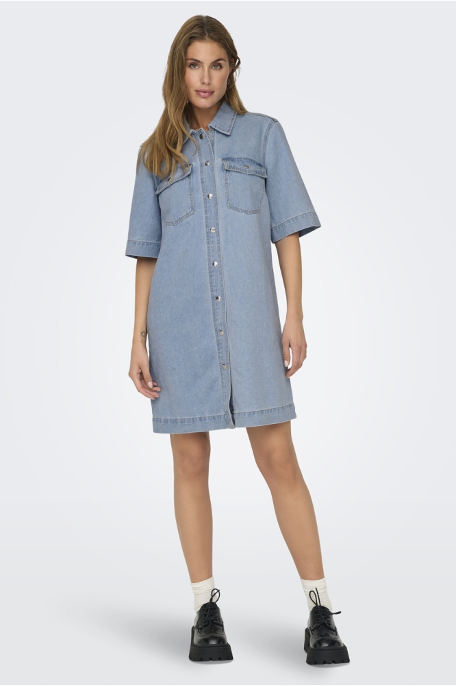 ONLBELLE S/S BUTTON DRESS DNM GUA N 15324384 LIGHT BLUE DENIM